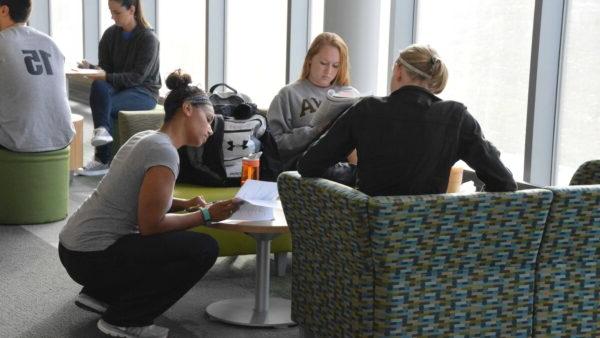 Group of students studying in the Health Sciences Center